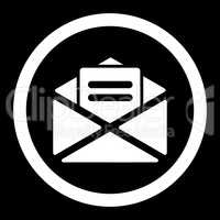 Open mail flat white color rounded glyph icon
