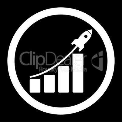 Startup sales flat white color rounded glyph icon