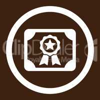 Certificate flat white color rounded glyph icon