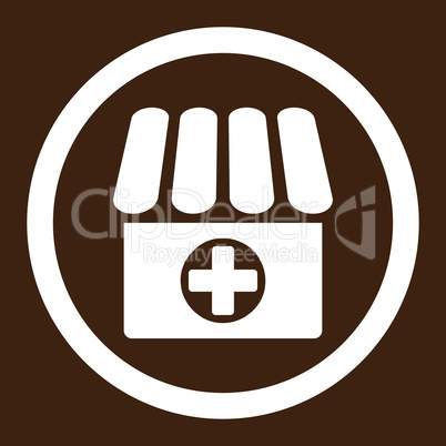 Drugstore flat white color rounded glyph icon