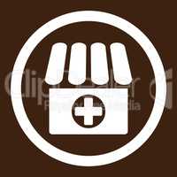 Drugstore flat white color rounded glyph icon