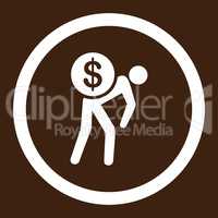 Money courier flat white color rounded glyph icon