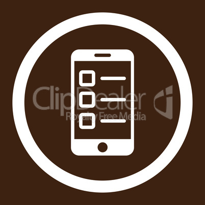 Mobile test flat white color rounded glyph icon