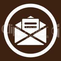 Open mail flat white color rounded glyph icon