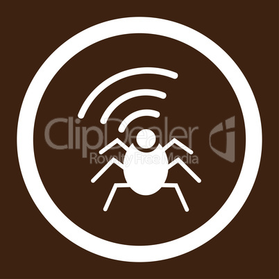 Radio spy bug flat white color rounded glyph icon