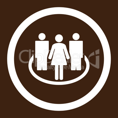 Society flat white color rounded glyph icon