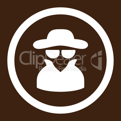 Spy flat white color rounded glyph icon
