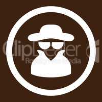Spy flat white color rounded glyph icon