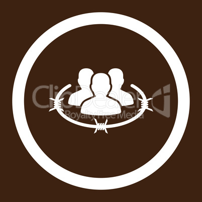 Strict management flat white color rounded glyph icon