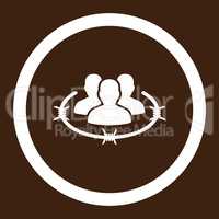 Strict management flat white color rounded glyph icon