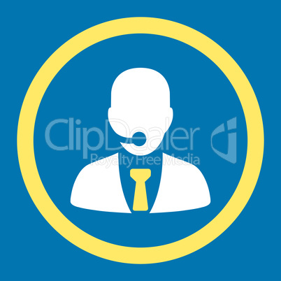 Call center operator flat yellow and white colors rounded glyph icon