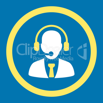 Call center flat yellow and white colors rounded glyph icon