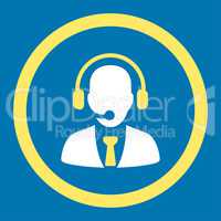 Call center flat yellow and white colors rounded glyph icon