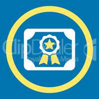 Certificate flat yellow and white colors rounded glyph icon