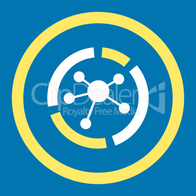 Connections diagram flat yellow and white colors rounded glyph icon