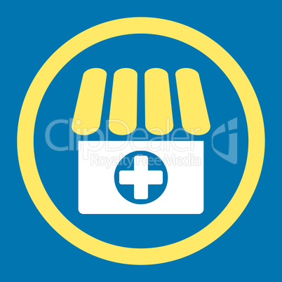 Drugstore flat yellow and white colors rounded glyph icon