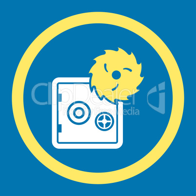 Hacking theft flat yellow and white colors rounded glyph icon