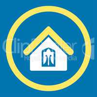Home flat yellow and white colors rounded glyph icon