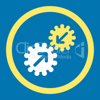 Integration flat yellow and white colors rounded glyph icon
