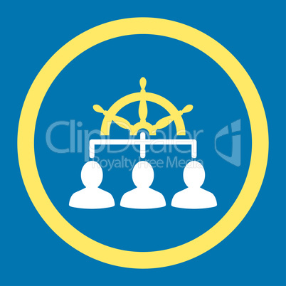 Management flat yellow and white colors rounded glyph icon