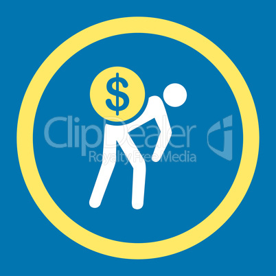 Money courier flat yellow and white colors rounded glyph icon