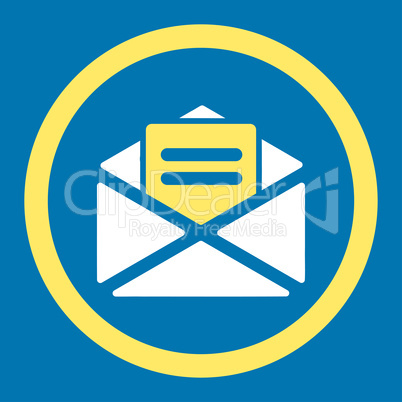 Open mail flat yellow and white colors rounded glyph icon