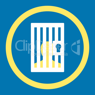 Prison flat yellow and white colors rounded glyph icon