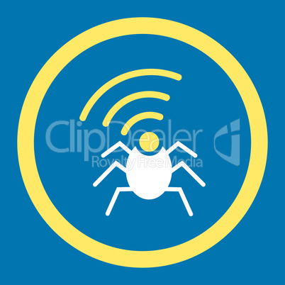 Radio spy bug flat yellow and white colors rounded glyph icon