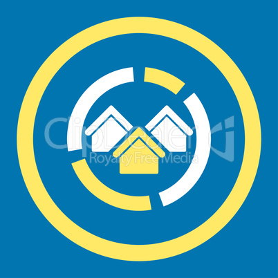 Realty diagram flat yellow and white colors rounded glyph icon