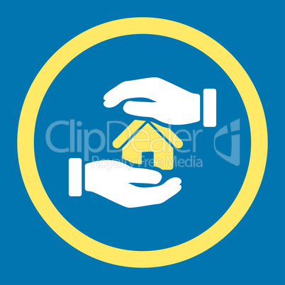 Realty insurance flat yellow and white colors rounded glyph icon