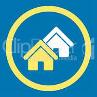 Realty flat yellow and white colors rounded glyph icon