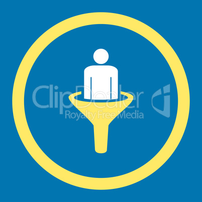 Sales funnel flat yellow and white colors rounded glyph icon