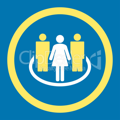 Society flat yellow and white colors rounded glyph icon