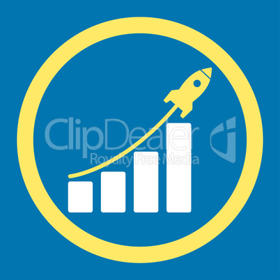 Startup sales flat yellow and white colors rounded glyph icon