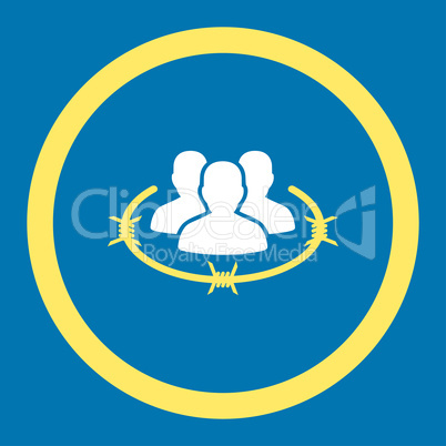 Strict management flat yellow and white colors rounded glyph icon