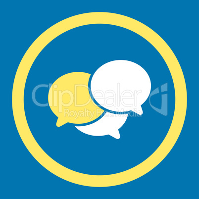 Webinar flat yellow and white colors rounded glyph icon