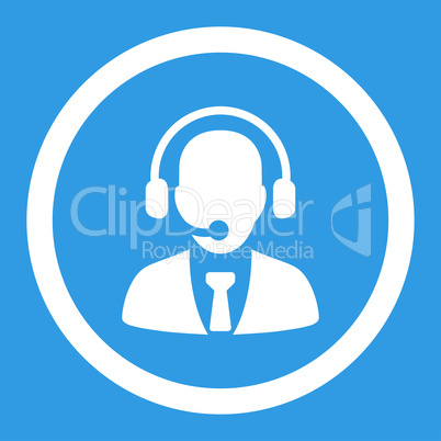 Call center flat white color rounded glyph icon