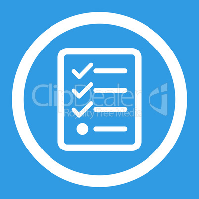 Checklist flat white color rounded glyph icon