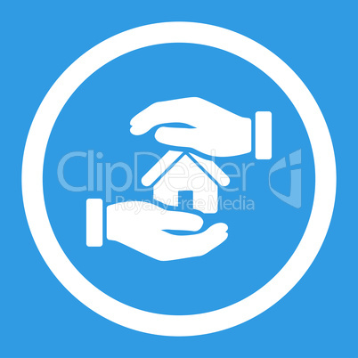 Realty insurance flat white color rounded glyph icon