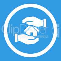 Realty insurance flat white color rounded glyph icon