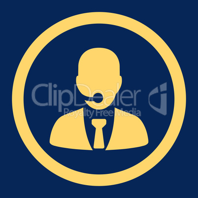 Call center operator flat yellow color rounded glyph icon