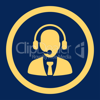 Call center flat yellow color rounded glyph icon