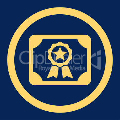 Certificate flat yellow color rounded glyph icon