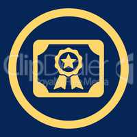 Certificate flat yellow color rounded glyph icon