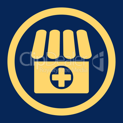 Drugstore flat yellow color rounded glyph icon