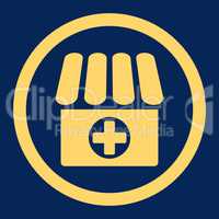 Drugstore flat yellow color rounded glyph icon