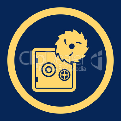Hacking theft flat yellow color rounded glyph icon