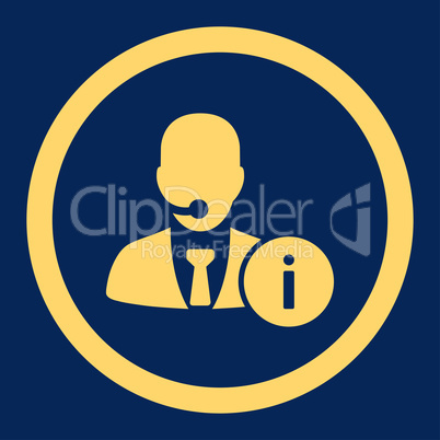 Help desk flat yellow color rounded glyph icon