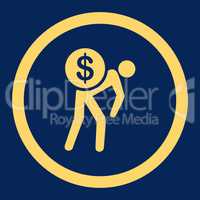 Money courier flat yellow color rounded glyph icon