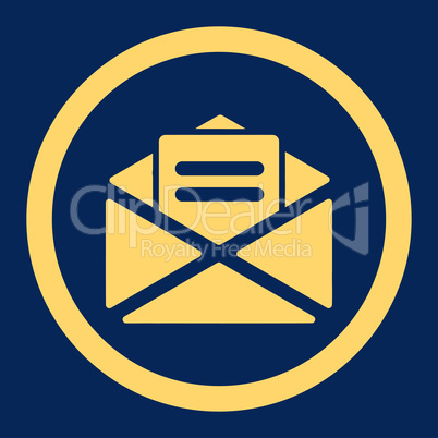 Open mail flat yellow color rounded glyph icon
